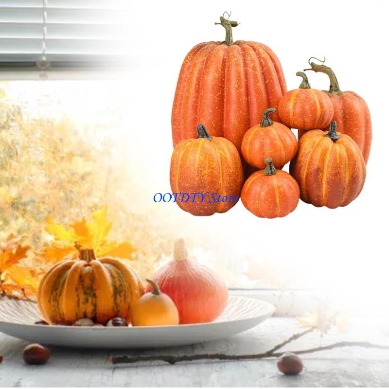 367A Halloween Fall Harvest Festival Conjunto decoração para casa com 7 abóboras espuma