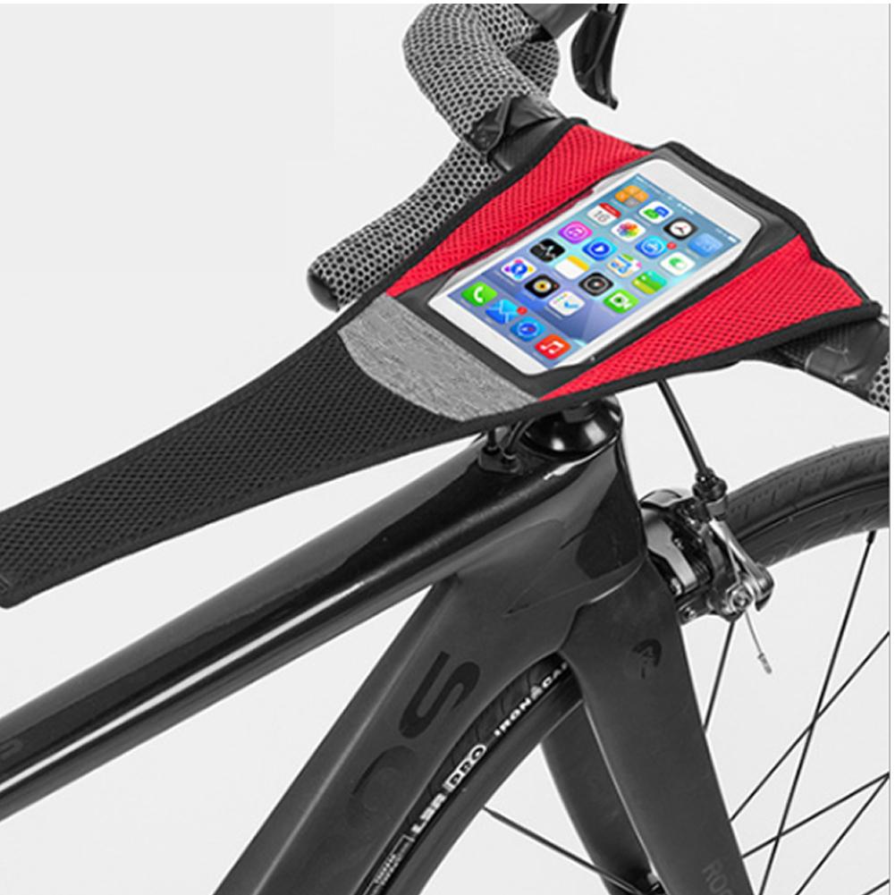 Bicycle Sweat Cover Road Mountain Bicycle Bike Waterproof Bike Turbo Trainer Sweat Absorb Guard Strap Net Cover with Phone Pouch