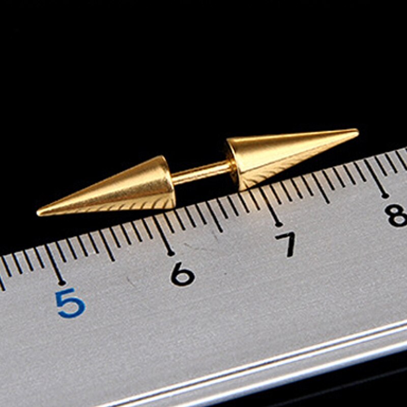 Piercing de acero inoxidable estilo gótico para hombre y mujer, aretes, Piercing, acero inoxidable, Punk, Rock, 2 piezas: 3-Gold
