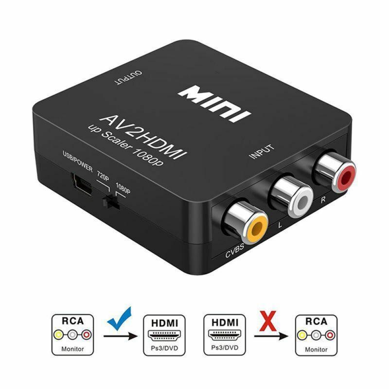 AV to HDMI Video Audio Converter AV2 HDMI RCA to HDMI 1080P Video Audio Converter HDMI Mini AV2HDMI Support Moniter TV: Black