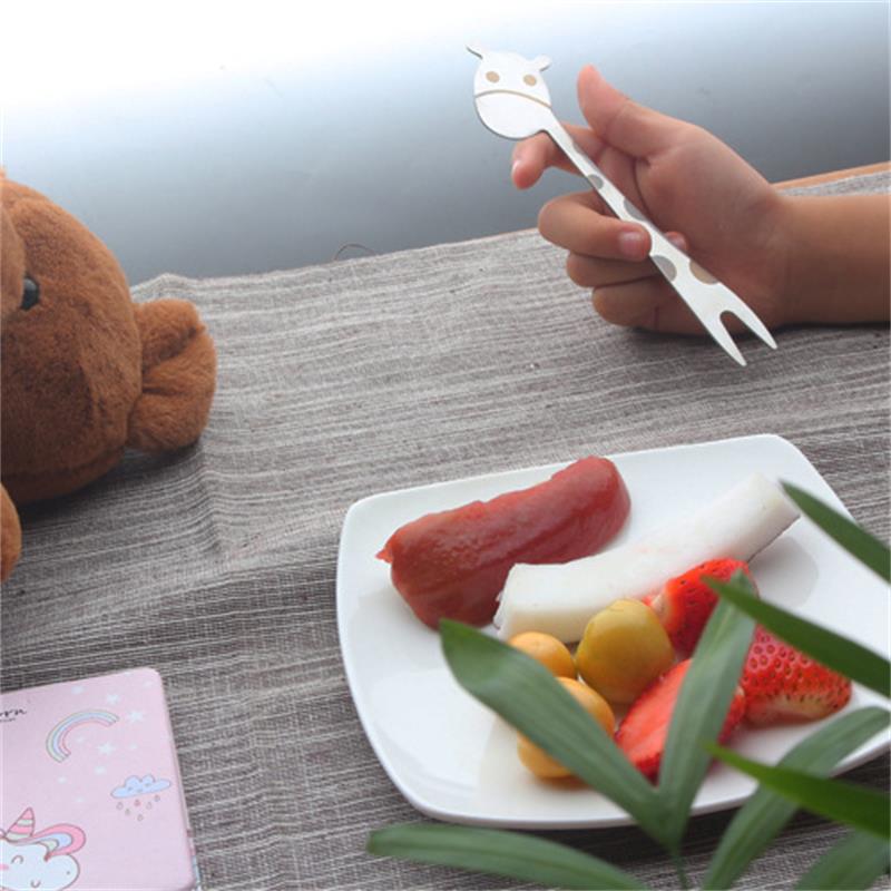2-10pcs Giraffe Shape Fruit Forks Kitchen Gadgets Food Pick Salad Desert Forks Snack Toothpick Stainless steel Cartoon Tableware