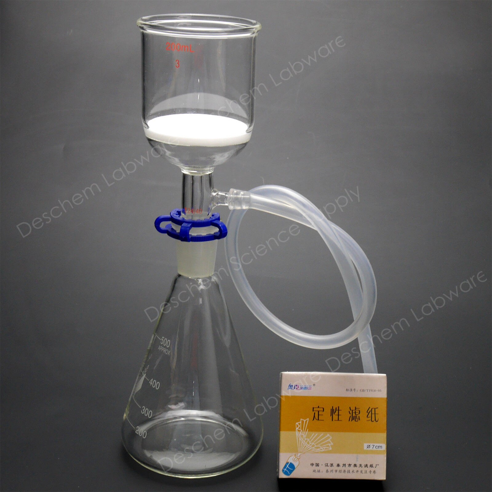 500 ml, 24/40, unité de Filtration par aspiration de laboratoire, entonnoir Buchner 200 ml, avec papier filtre