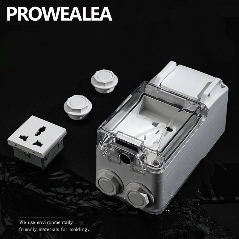 Weatherproof Socket IP66 Waterproof Switch Socket weatherproof switch Outdoor Wall Power Socket Electrical Outlet Grounded