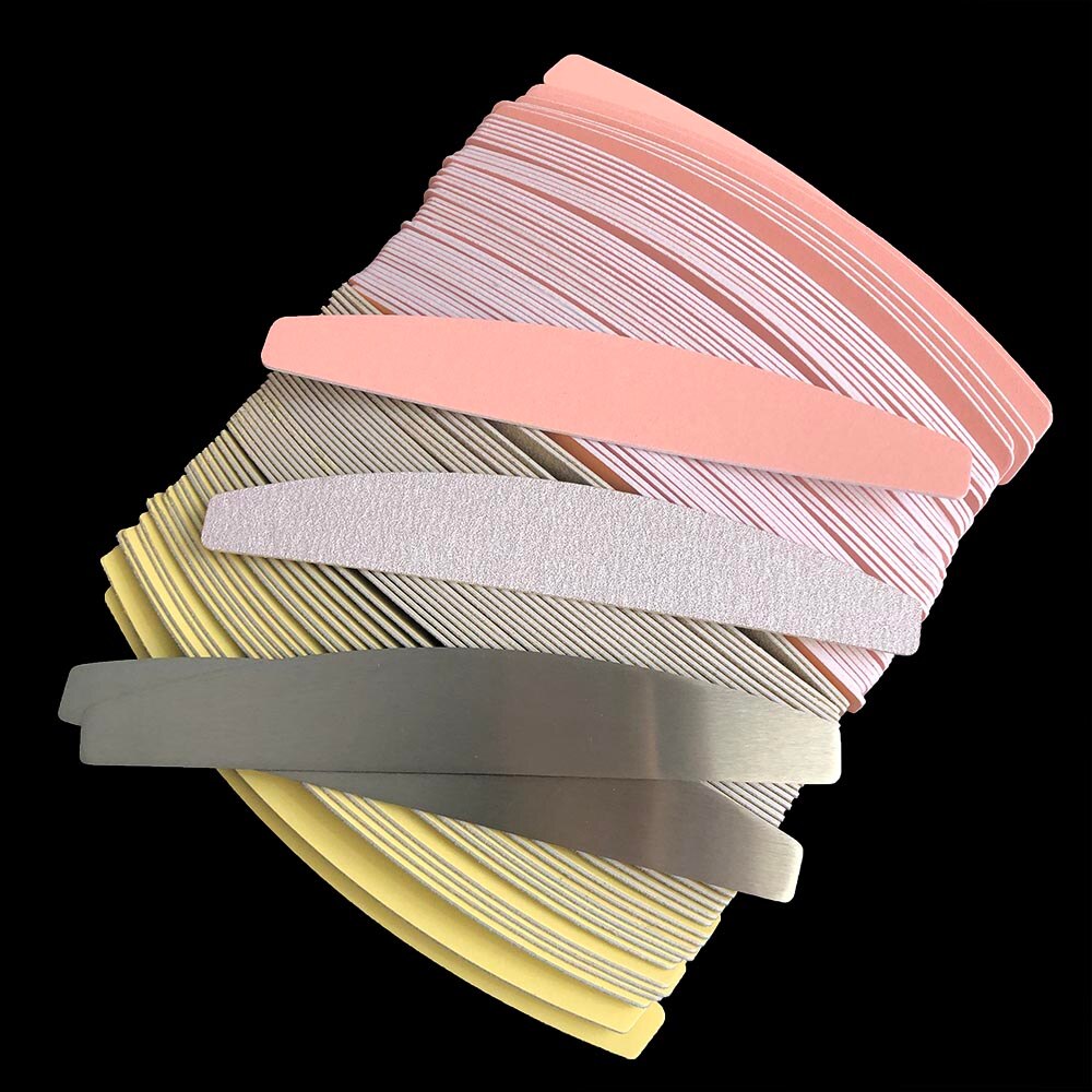 100 pcs removalble pads duurzaam nagelvijl vervanging schuurpapier pads halfmoon vorm nagelvijl