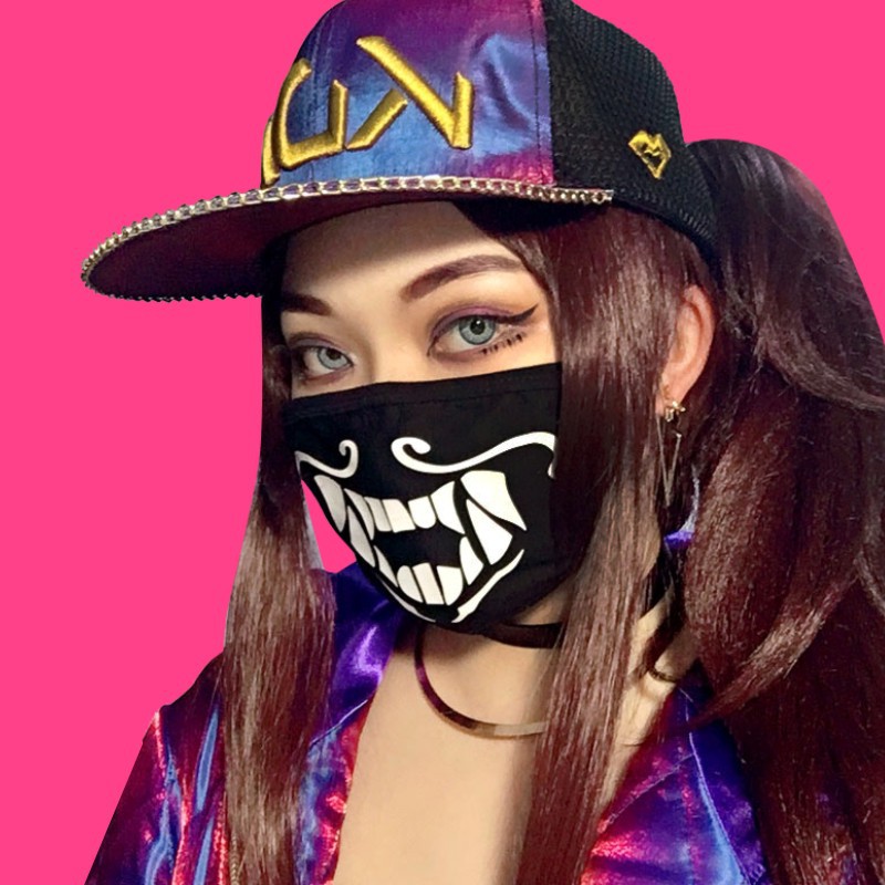 Anti Dust Mouth Mask K/DA KDA Akali Mask Cosplay Akali Assassin Cosplay Face Masks Cotton Dustproof Warm Mask