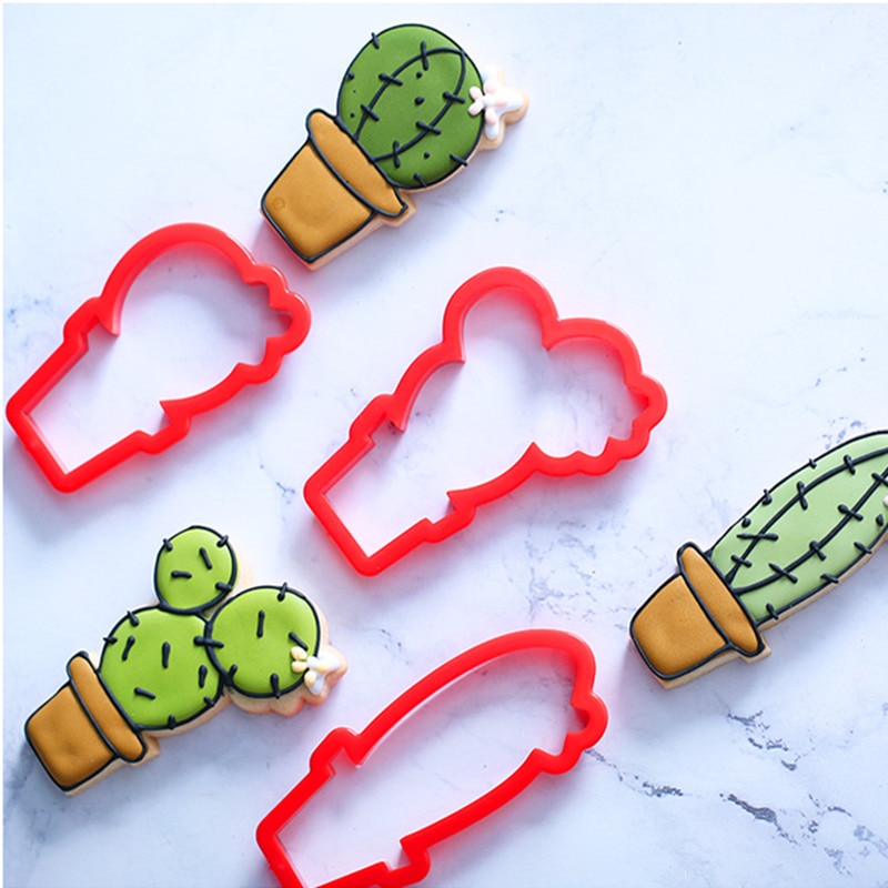 Cactus Cookie Cutter Gemaakt 3D Gedrukt Fondant Cupcake Confeitaria Mallen Cookie Gereedschap Taart Decoreren Gereedschappen Cookie Cutter Set