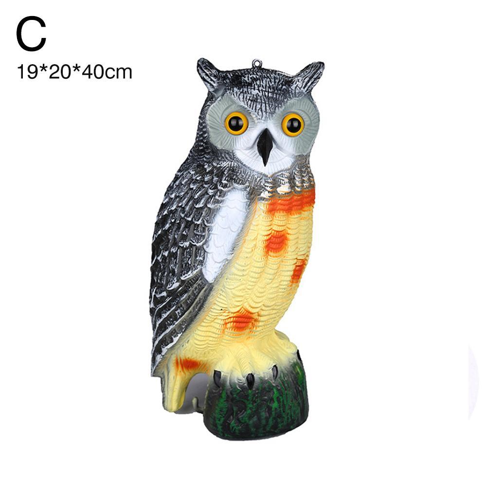 Realistic Bird Scarer Rotating Owl Prowler Decoy Garden Move Yard Repellent Scarecrow Control Pest E9k3: C