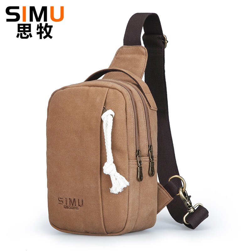 Borsttas heren sling bag grote capaciteit handtas heren katoenen canvas -verkoop crossbody tas casual schoudertas: Koffie