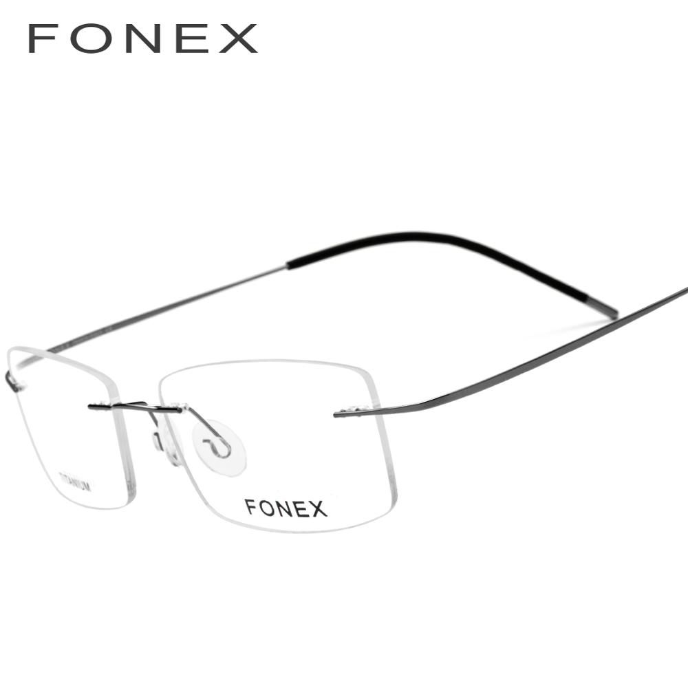 Gafas graduadas cuadradas ultraligeras sin montura Montura de gafas de aleación de titanio para hombre, gafas para miopía sin marco, gafas: Gris
