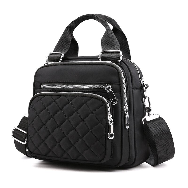 De Vrouwen Tassen Nylon Schoudertas Multifunctionele Schouder Messenger Handtas Mode Canvas Tas: Black