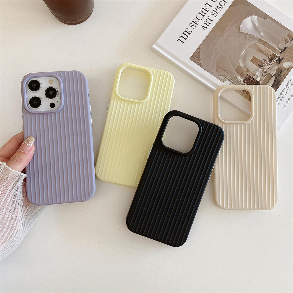 Macaron Cream Solid Color Premium Cute Phone Case For iPhone 15 14 13 12 11 Stylish Stripe Simple Slim Protection Cover