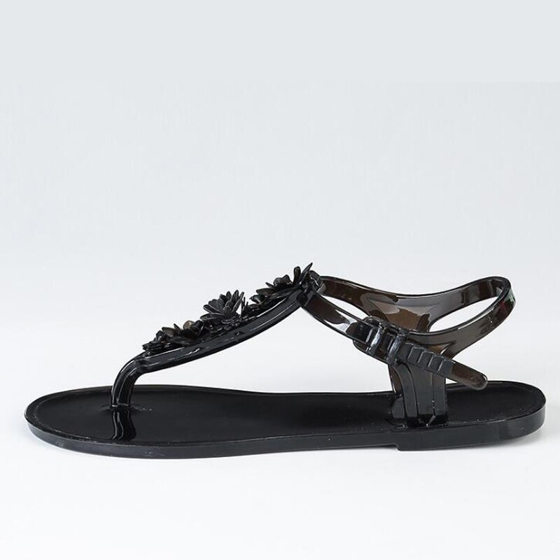 Vrouwen Sandalen Zomer Vrouwelijke Platte Clip Teen Sandalen Bloem Decor Jelly Schoenen Antislip Slides Flip Flops Strand schoenen