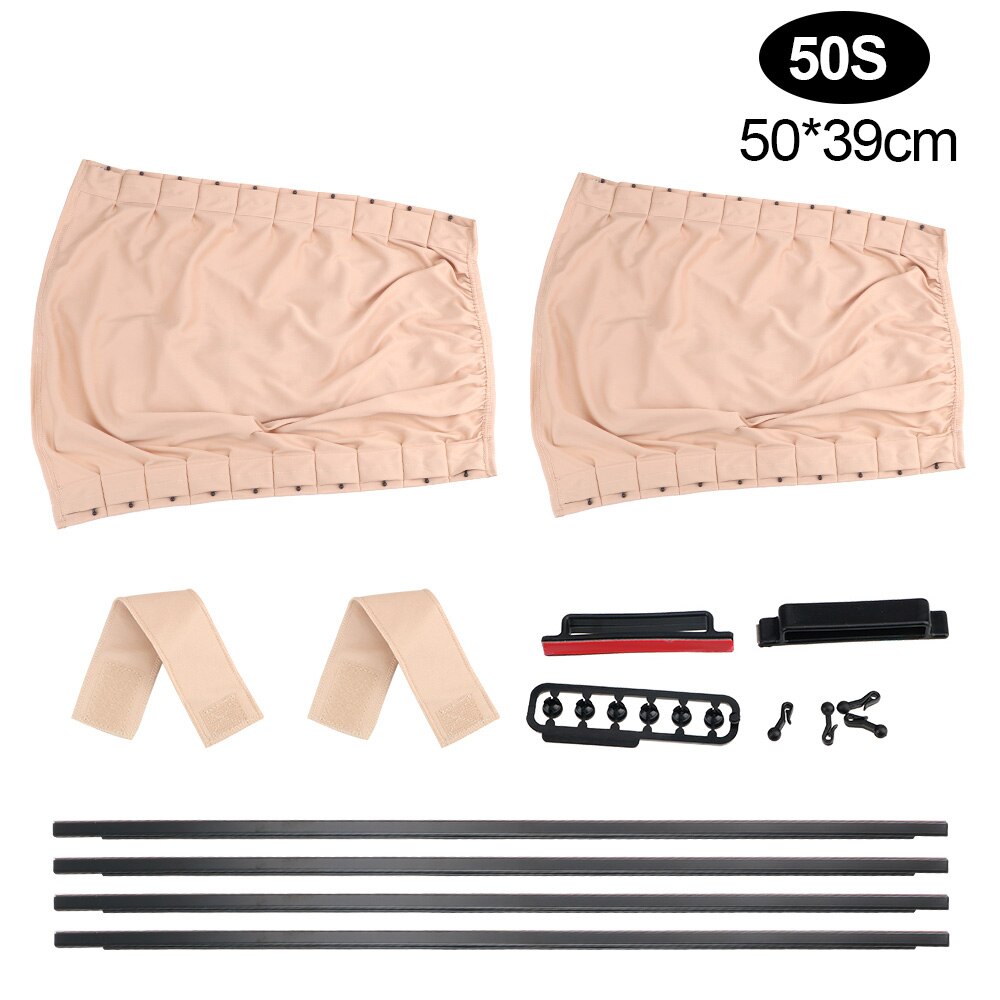 Universal Car Curtain Auto Windows Curtain Car Side Window Sunshade Curtains Sun Visor Blinds Cover 2pcs/Set Aluminum Alloy: 50S Beige