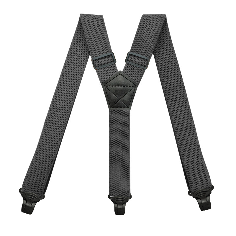 Robuste Hosenträger für Männer, Arbeit Ich bin Freien, 3,8 cm/1,5 Zoll, Y-Rücken, 3 Kunststoff-Clips, verstellbare elastische Hosenträger, Riemen, Gürtel: Grau
