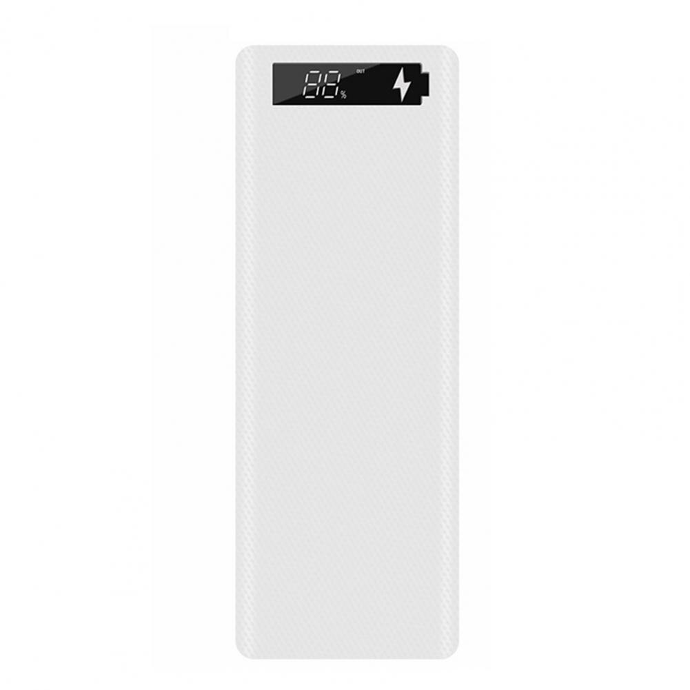 Power Bank Case Solid Color Power Bank Shell Compact Adjustable Sturdy Dual USB Ports 18650 Battery Charger DIY Case: White