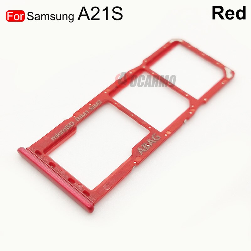 Voor Samsung Galaxy A21S A217F A20E A202 A202F A202DS Dual Sim Card Slot Lade Houder Sim Card Reader Socket Vervanging onderdelen: A21S---Red