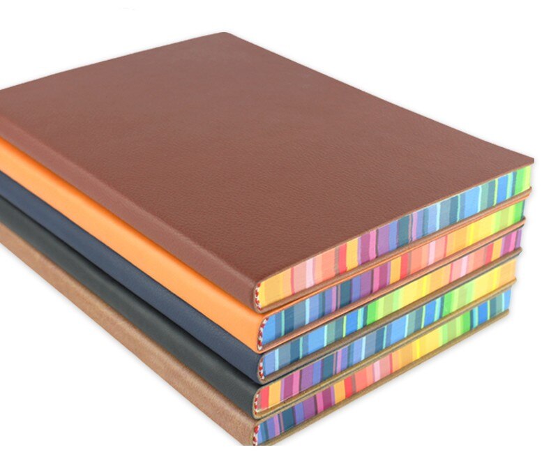 RuiZe cute korean notebook A5 leather diary school note book journal daily memo hardcover notebook thick paper rainbow edge