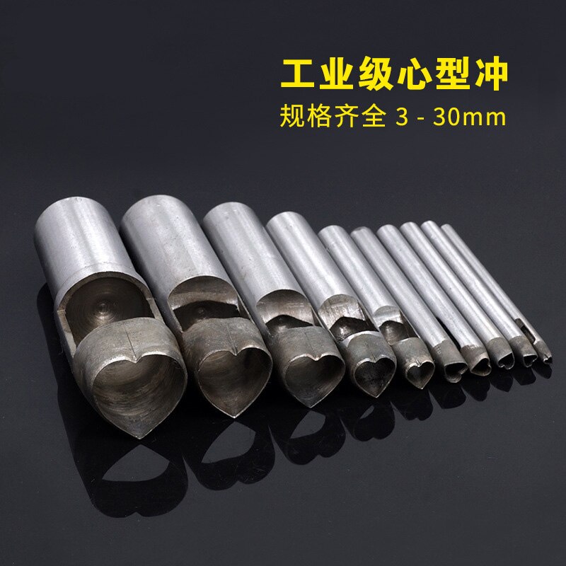 Lederen knutselgereedschap hartvormige snijder lederen handgemaakte knutselgereedschap pons 110mm lengte 3-15mm