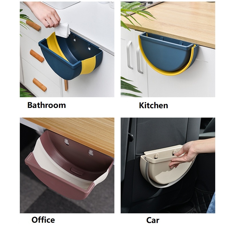 Poubelle Portable suspendue et pliable, bac de rangement mural pour cuisine et maison, corbeille à déchets de bureau, boîte montée sur camion