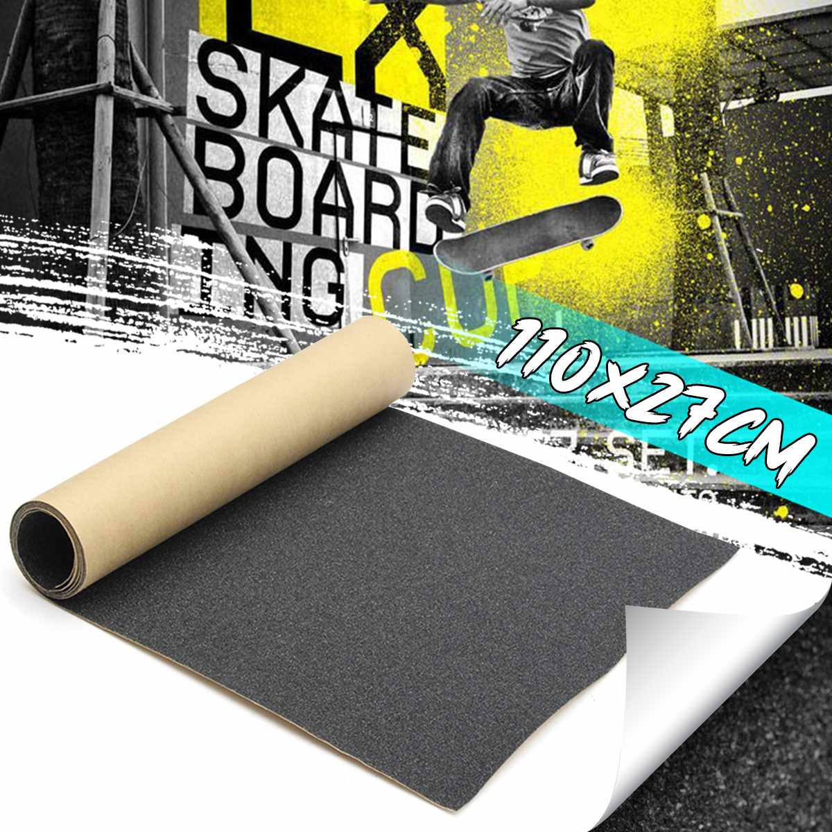 110x27cm Skateboard Grip Tape PVC Scooter Skateboard Sandpaper Deck Longboard Deck Griptapes DIY Longboard Griptape