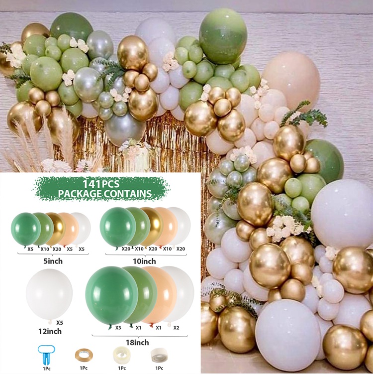 QIFU Grün Weiß Gold Ballon Girlande Bogen Bausatz Safari Dschungel Geburtstag Party Dekor freundlicher Hochzeit Geburtstag Ballon Baby Dusche Dekor: Ballon 19