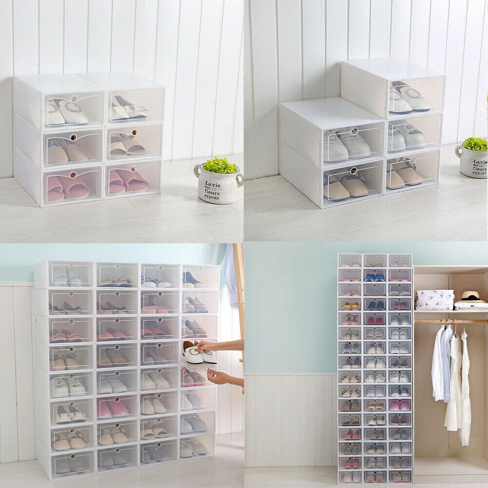 1pc Transparent Clear Plastic In Order Shoe Storage Box Shoe Hanger Boxes Organize