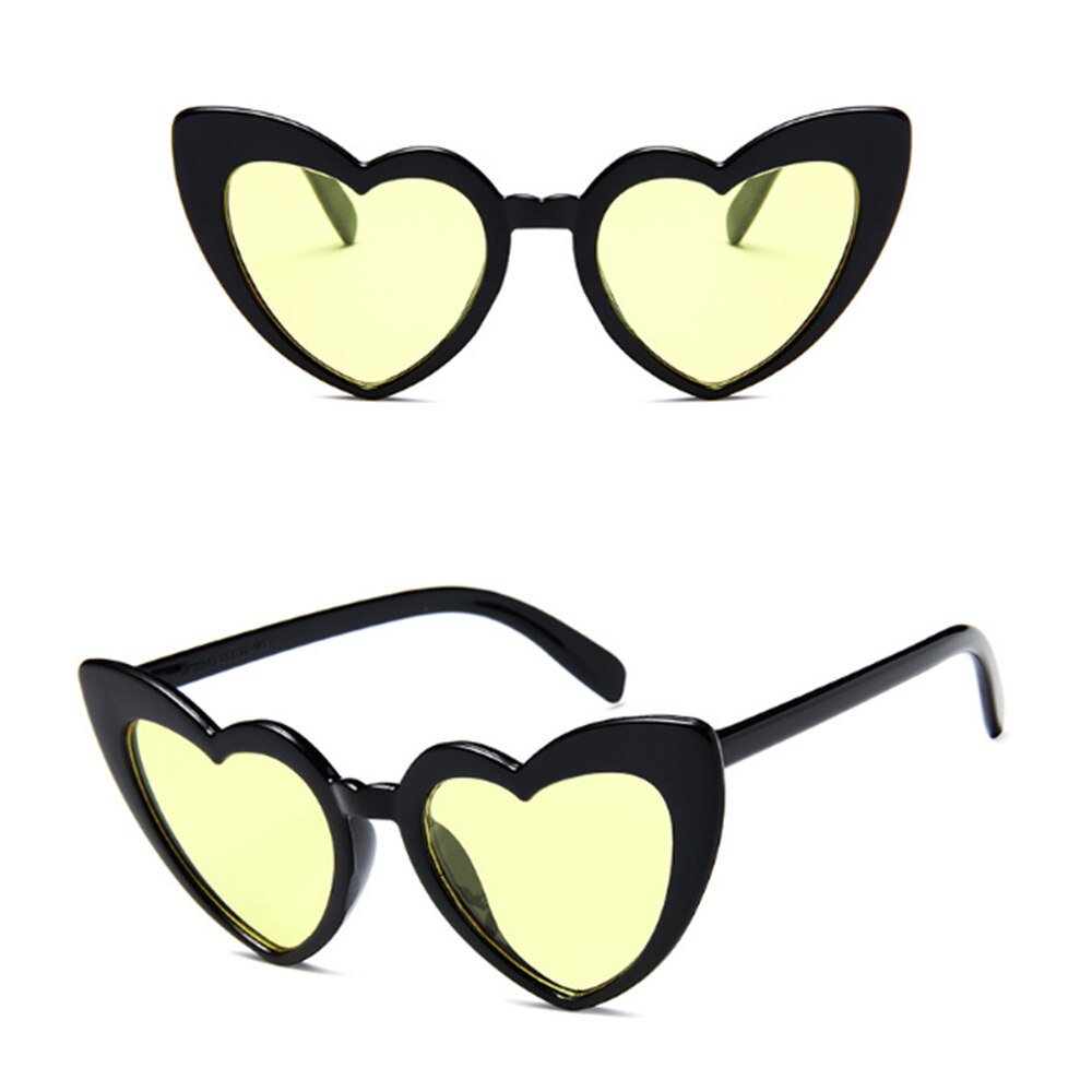 Hjerte solbriller kvinder mærke cat eye solbriller retro kærlighed hjerteformede briller solbriller  uv400 rejsetilbehør: Gul