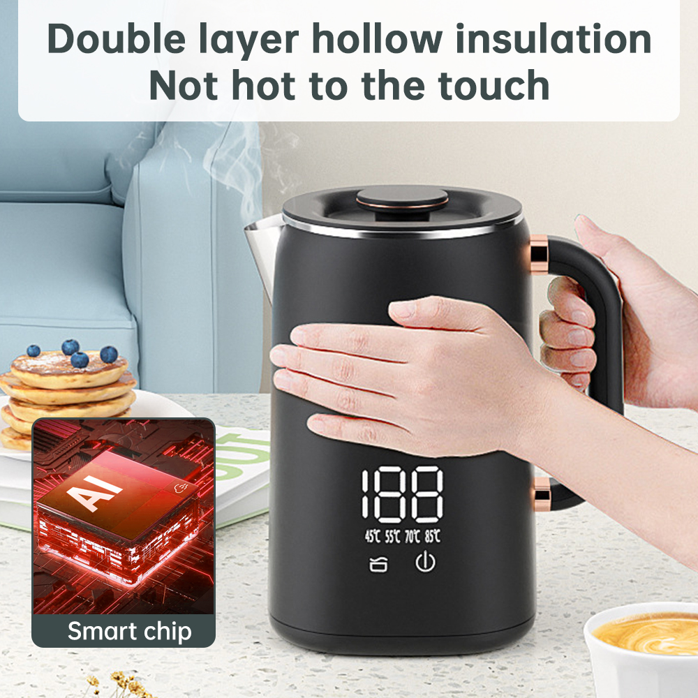 Hervidor de agua eléctrico para té y café, 5 niveles, Control de temperatura, apagado automático, hervidor de agua aislado de doble capa