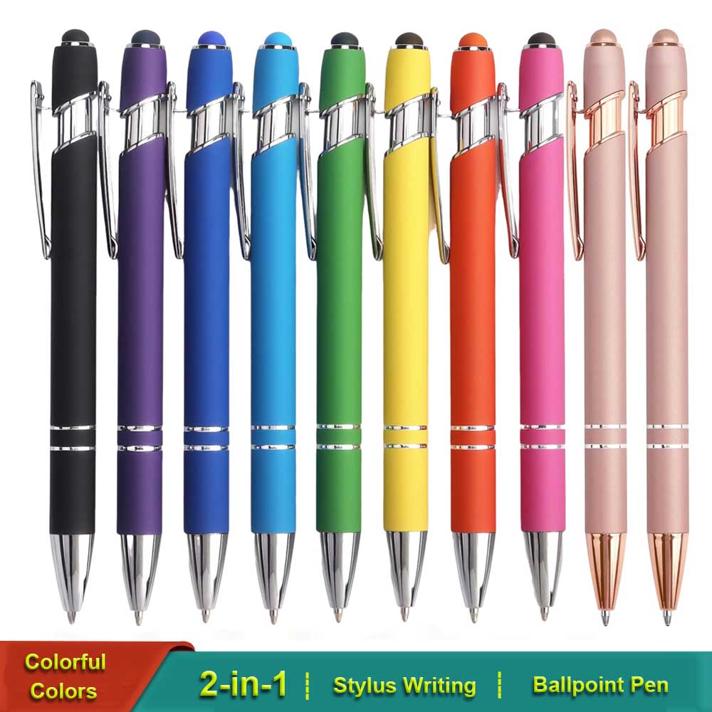 Bolígrafo de 5-10 piezas con punta para lápiz óptico, metal, bolígrafo con lápiz óptico 2 en 1, tinta negra de 1,0 mm para teléfono inteligente, tableta