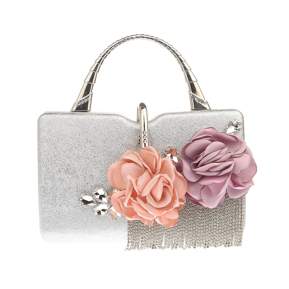 2022 Flowers diamond Evening Bag Day Clutch Hand Bag Bride Bag Bling Gold Wedding Purse Female Handbag WY225