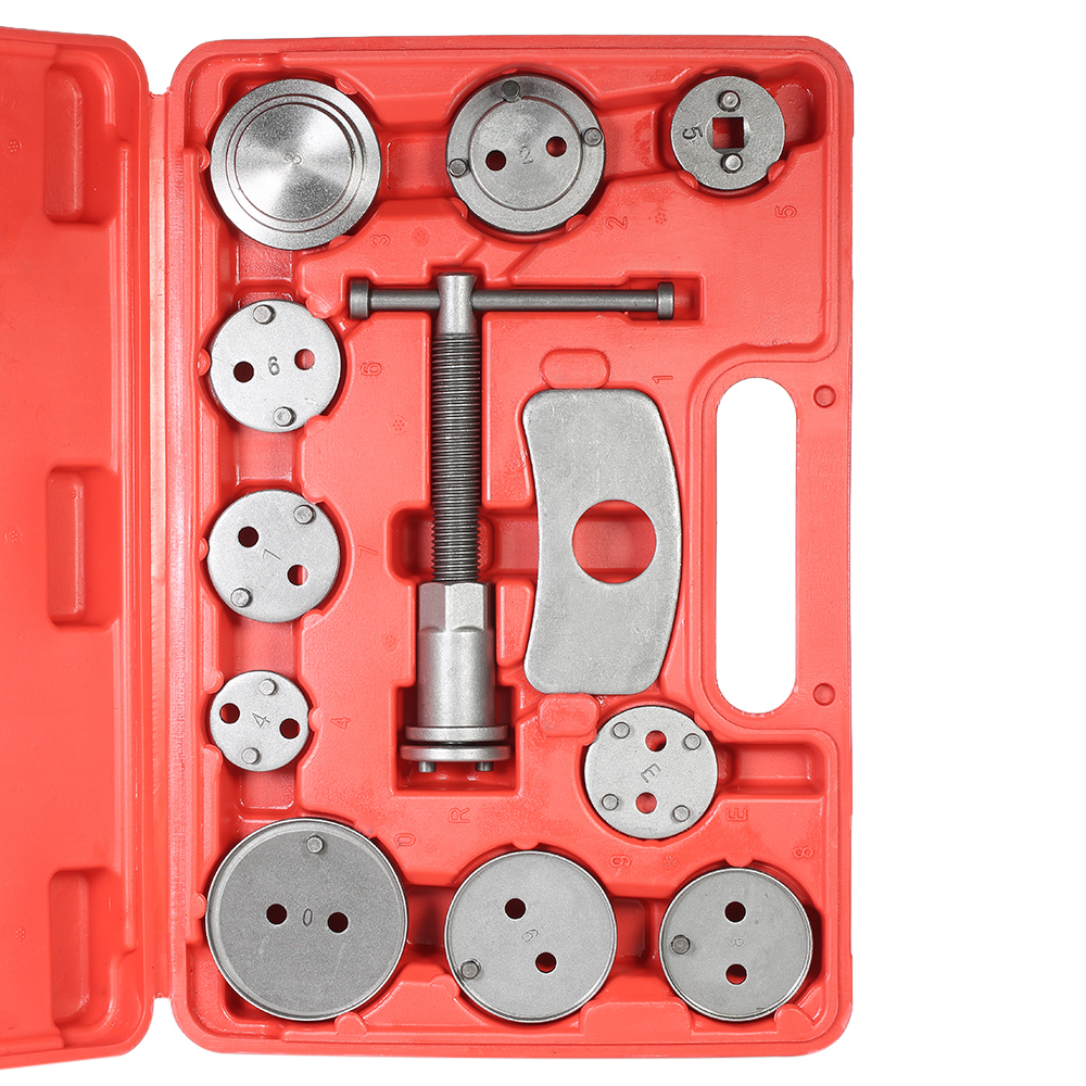 12pcs Auto Universal Disc Brake Caliper Car Wind Back Pad Piston Compressor Automobile Garage Repair Tool Kit Set with Case