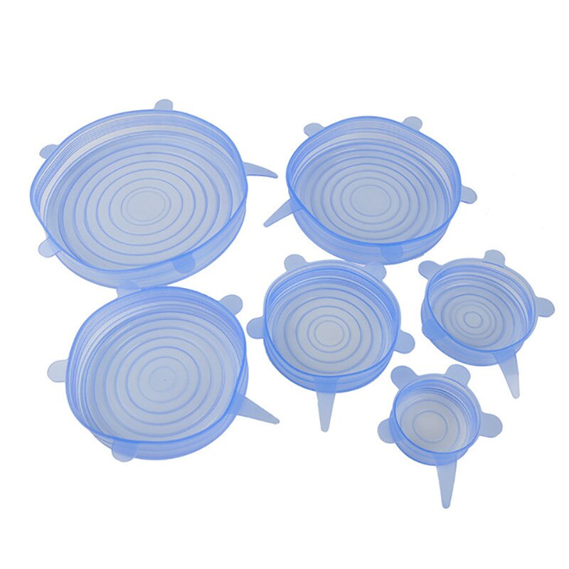 6 st/set töjbara lock överdrag plast mat silikon kök picknick utomhus enkel att använda återanvändbar multifunktionell bekväm: Bule