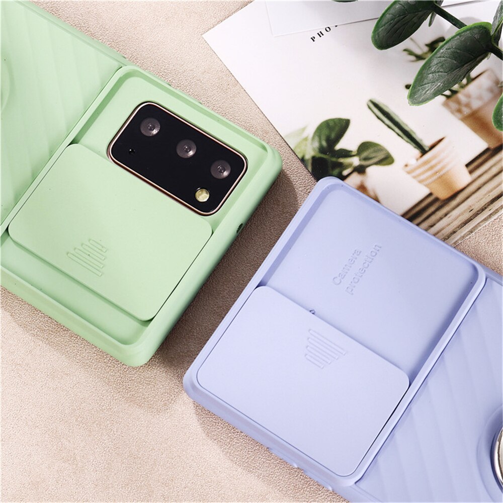 Camera Lens Protection Ring Stand Holder Phone Case For Samsung Galaxy Note 20 Ultra Soft Silicone Full Cover For Note 20 Ultra