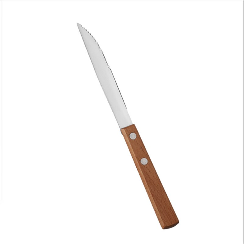Stainless Steel Dinner Set Wooden Handle Western Cutlery Retro Hotel Steak Cutlery Set Kitchen Knives Household Goods Kitchen.8z: 5