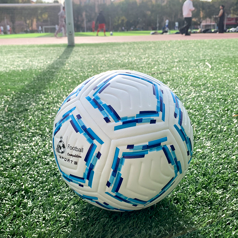 Professionele wedstrijdvoetbal voor jongeren/volwassenen, maat 5, Slijtvast, dagelijkse trainingsvoetbal, PU-thermisch gebonden technologie: Blauw