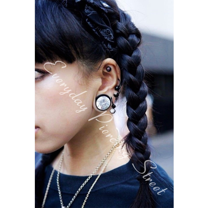 Bagues et Tunnels Cristal - 4-16mm - Acier Inoxydable - Piercings Oreille Zircone Cubique