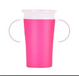 1PC 360 Degree Can Be Rotated Cup Baby Learning Drinking Cup LeakProof Child Water Cup Bottle 260ML: Pink