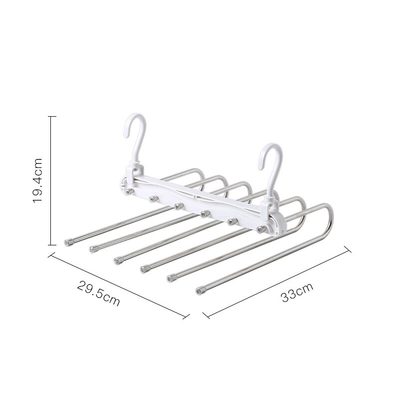 1Pc Multifunctional Folding Pants Rack Adjustable Trouser Hanger Magic Closet Storage Shelf: White
