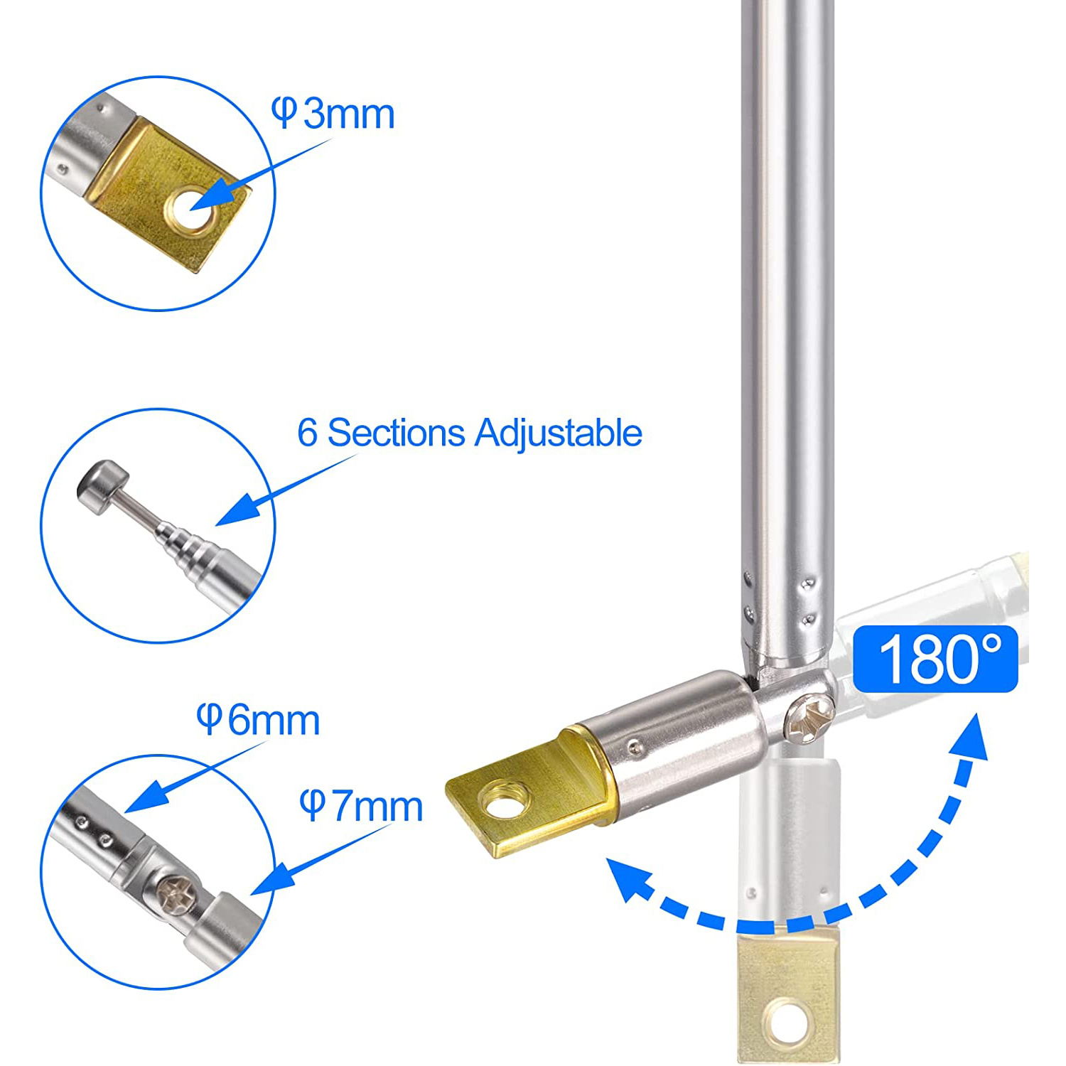 2 Stück 7 Abschnitte Teleskop 74 cm bin FM Radio Antenne Ersatz kompatibel mit drinnen Radio Heimat Stereo Empfänger AV Audio- Video