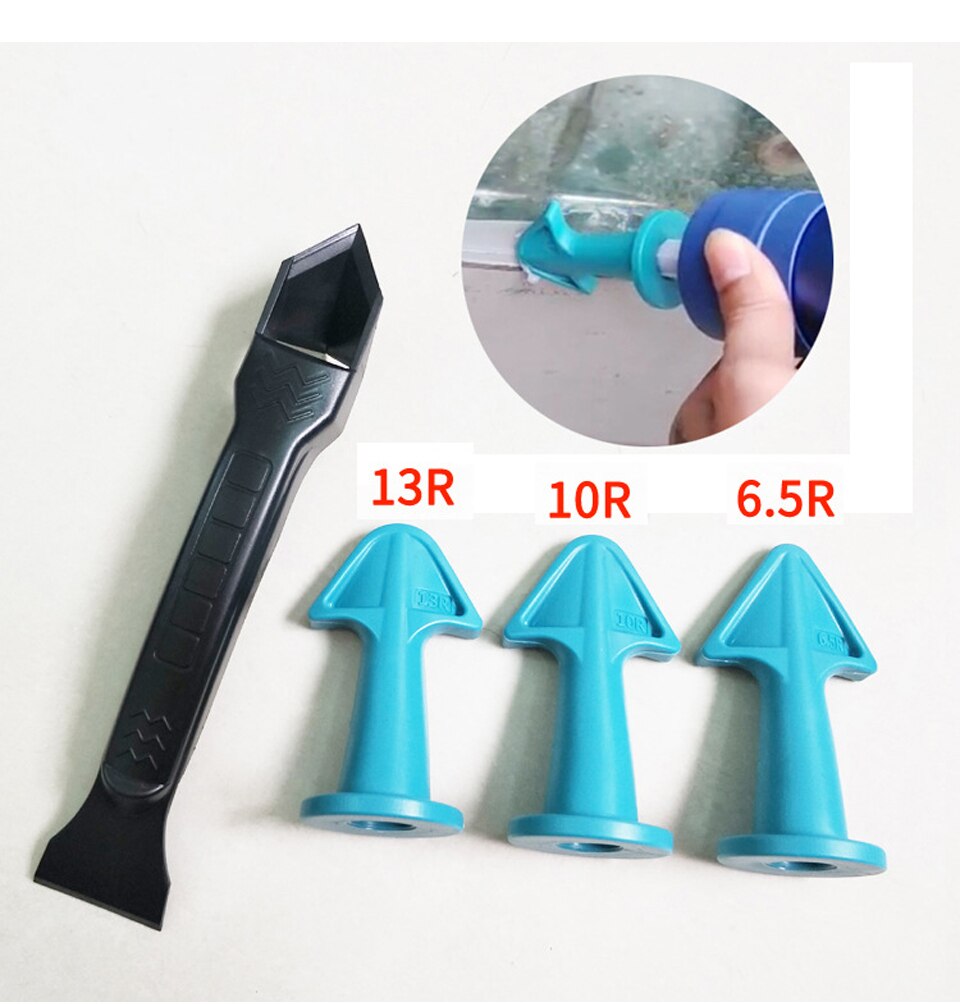 Caulk Finishing Tool Kit Glue Nozzle Scraper Caulking Grouting Sealant Finishing Clean Remover Tool 3pcs Caulk Nozzle & Scraper: Sky Blue