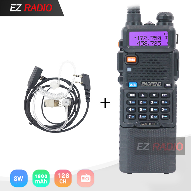 Upgrade 8W Baofeng UV-5R 3800mAh Walkie Talkie 10 KM Tri Power Dual Band Boafeng UV 5R Ham Radio UHF VHF UV5R UV-82 UV 9R Plus: add Air Headset