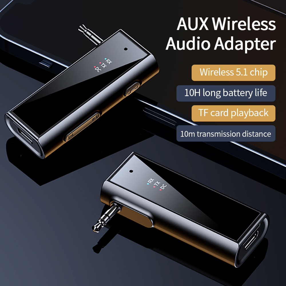 1pc bluetooth 5.1 lähetin-vastaanotin 3.5mm aux auton bluetooth-audiosovitin auton äänentoistoon musiikki aux handsfree-kuulokkeisiin
