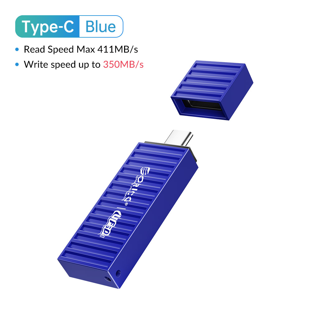 Orico ufsd usb-flashdrives 64gb metaal 256gb 512gb met type-c- en usb-interface 128gb: Grijs / 64gb