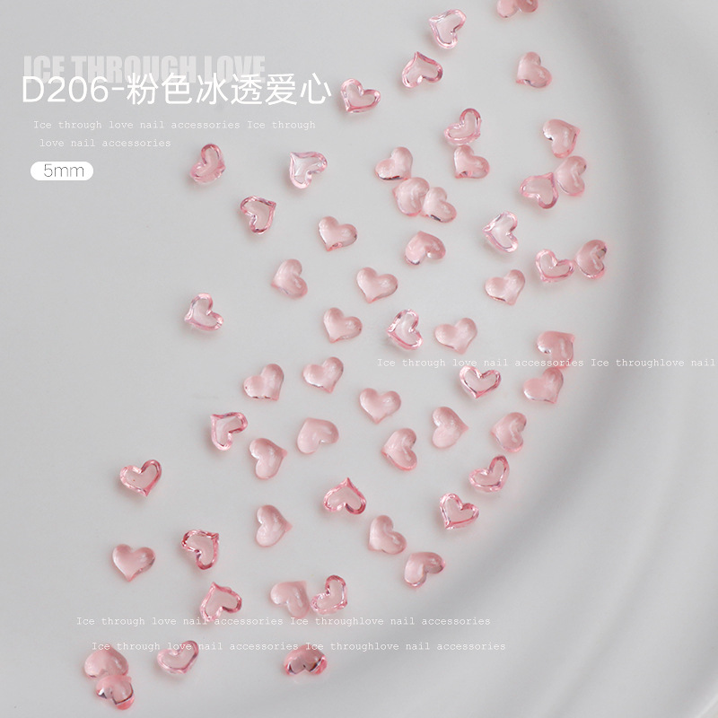 100 Uds. Decoraciones transparentes para decoración de uñas con forma de corazón de amor, dijes 3D para uñas, gemas de diamantes de imitación con parte posterior plana de resina para accesorios de manicura DIY