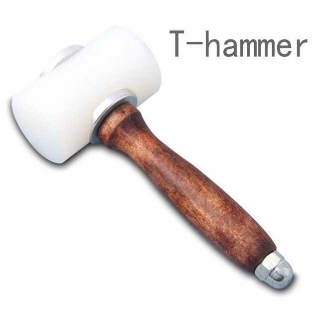 Leather Nylon Mallet Hammer Wooden Handle For Leathercraft Carving Stamping Sew Leather Cowhide Installation Tool: Antique Wood Grain