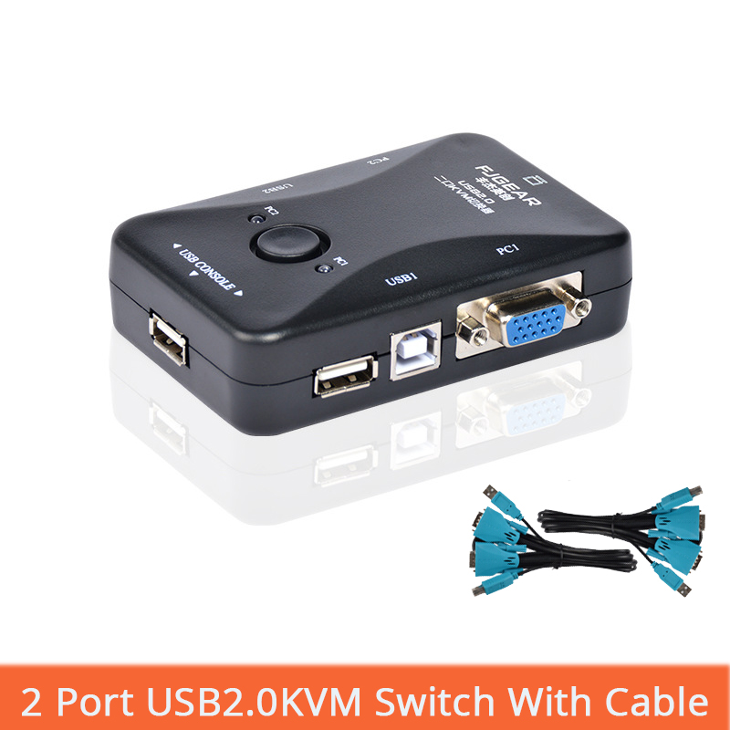 2 Port USB KVM Box Switch Keyboard Mouse To Switch Selector Adapter 1920 X 1440 Connects Printer Keyboard Mouse Monitor