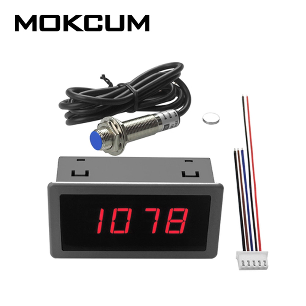 4Bit Digital LED Tachometer Motor RPM Speed Meter+Hall Switch Sensor motor speedometer counter tachometer
