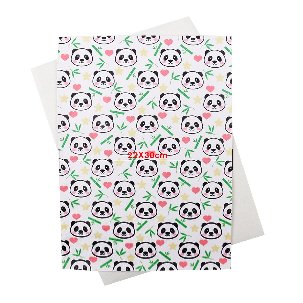 Ibows 22*30cm snytetiska läderlakan konstlädertyg uggla panda tryckt vinyltyg för gör-det-själv-hårbågehantverk rosettmaterial