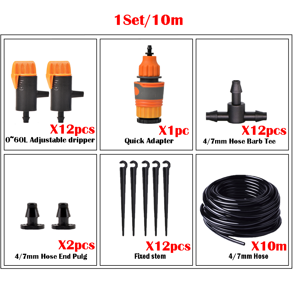 5m-50m Drip Irrigation System Automatic Watering Kit Irrigation Timer Garden Hose Adjustable Dripper Garden Tool Set: Burgundy