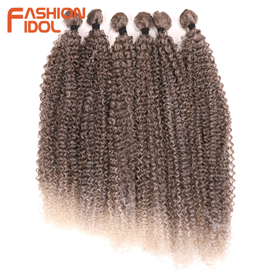 IDOL Afro Kinky Curly Hiukset Synteettinen Hiustenpidennys Ombre Blonde 20-24 Tuumaa 320g: 4/27hl